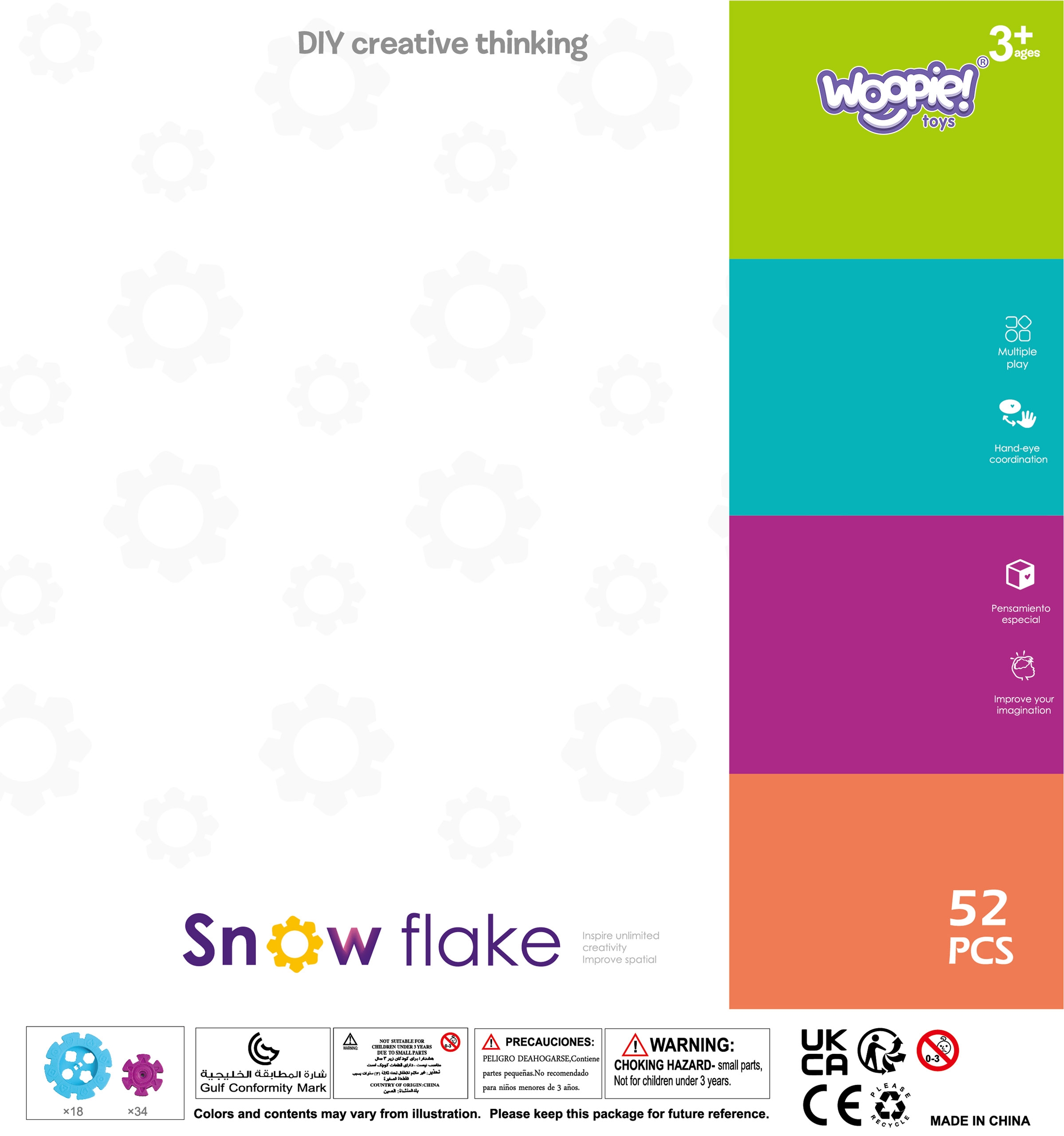 Klocki konstrukcyjne wafle jeżyki 52 el.
