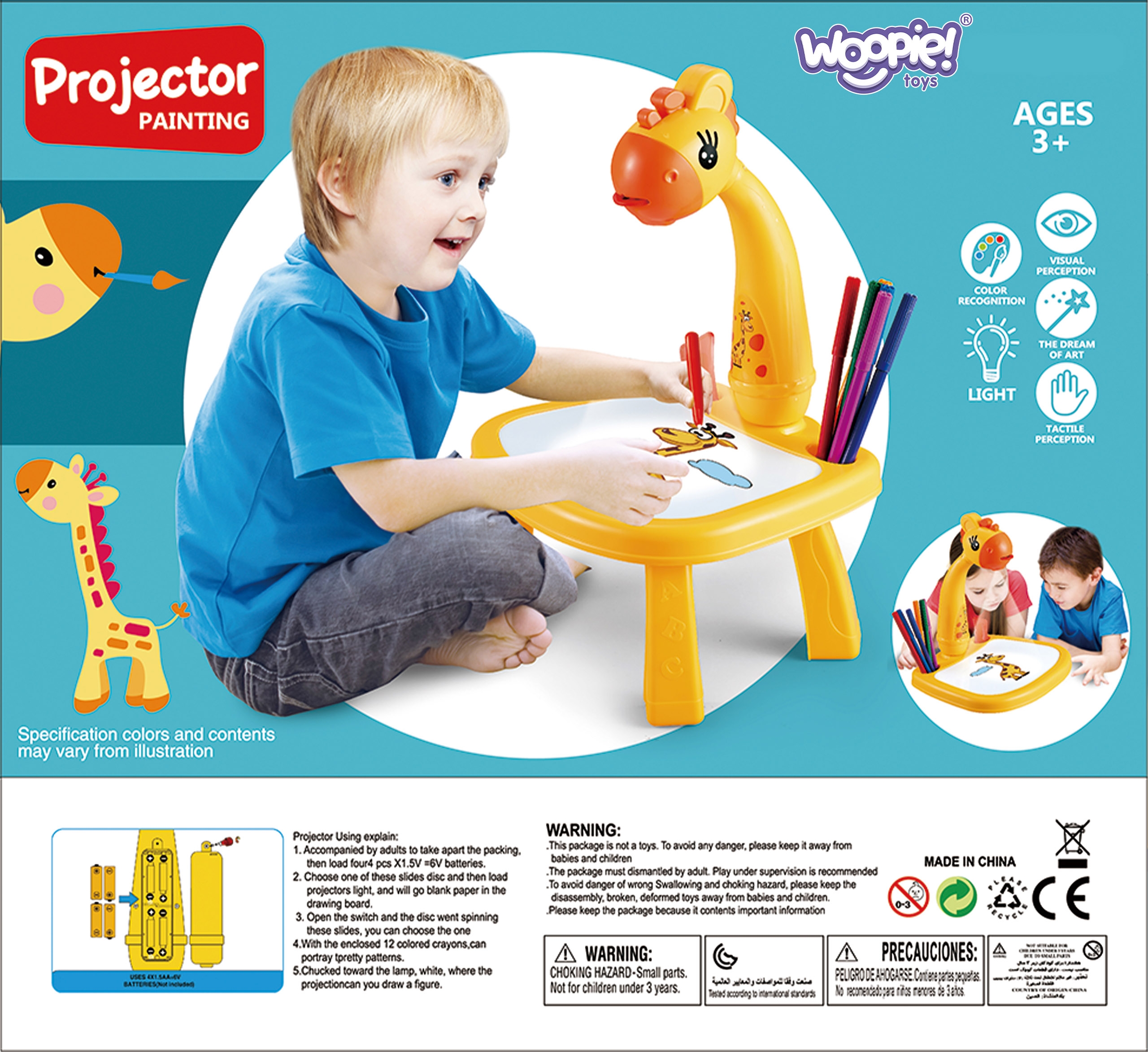 Tablica do rysowania projektor żyrafa + flamastry