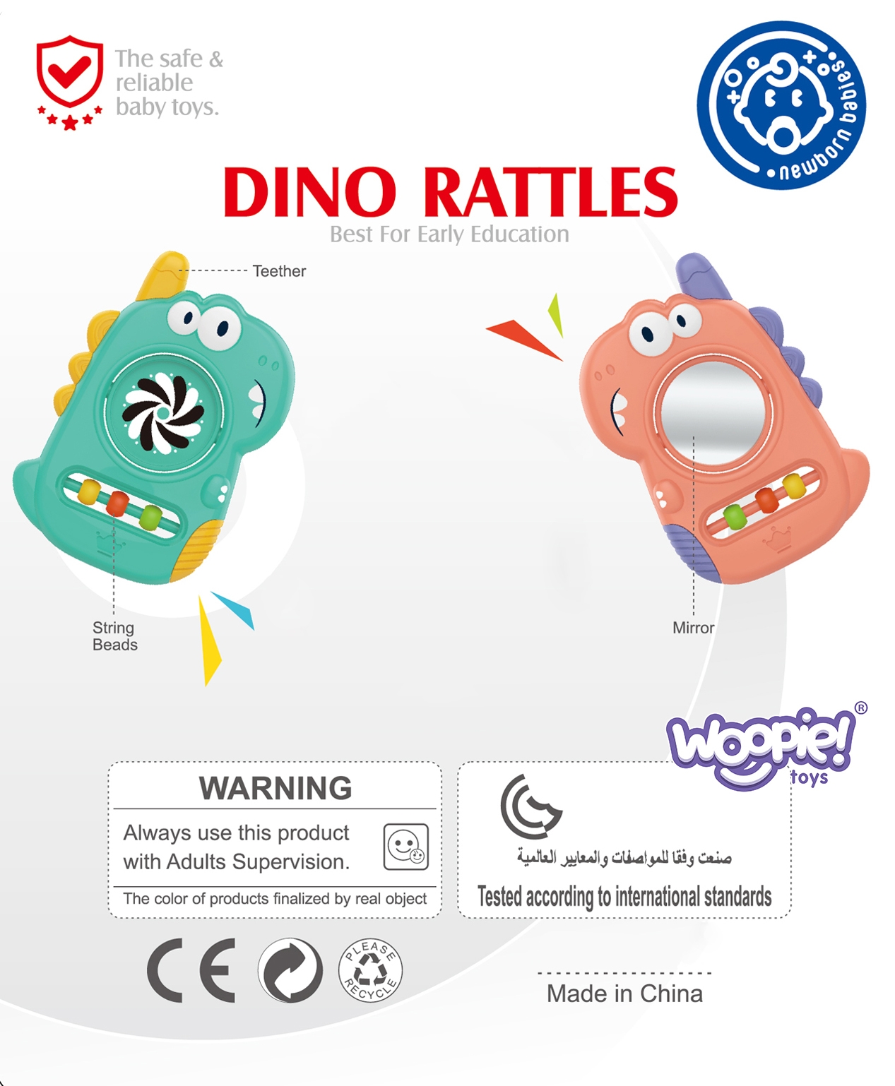 Zabawka sensoryczna gryzak lusterko dino