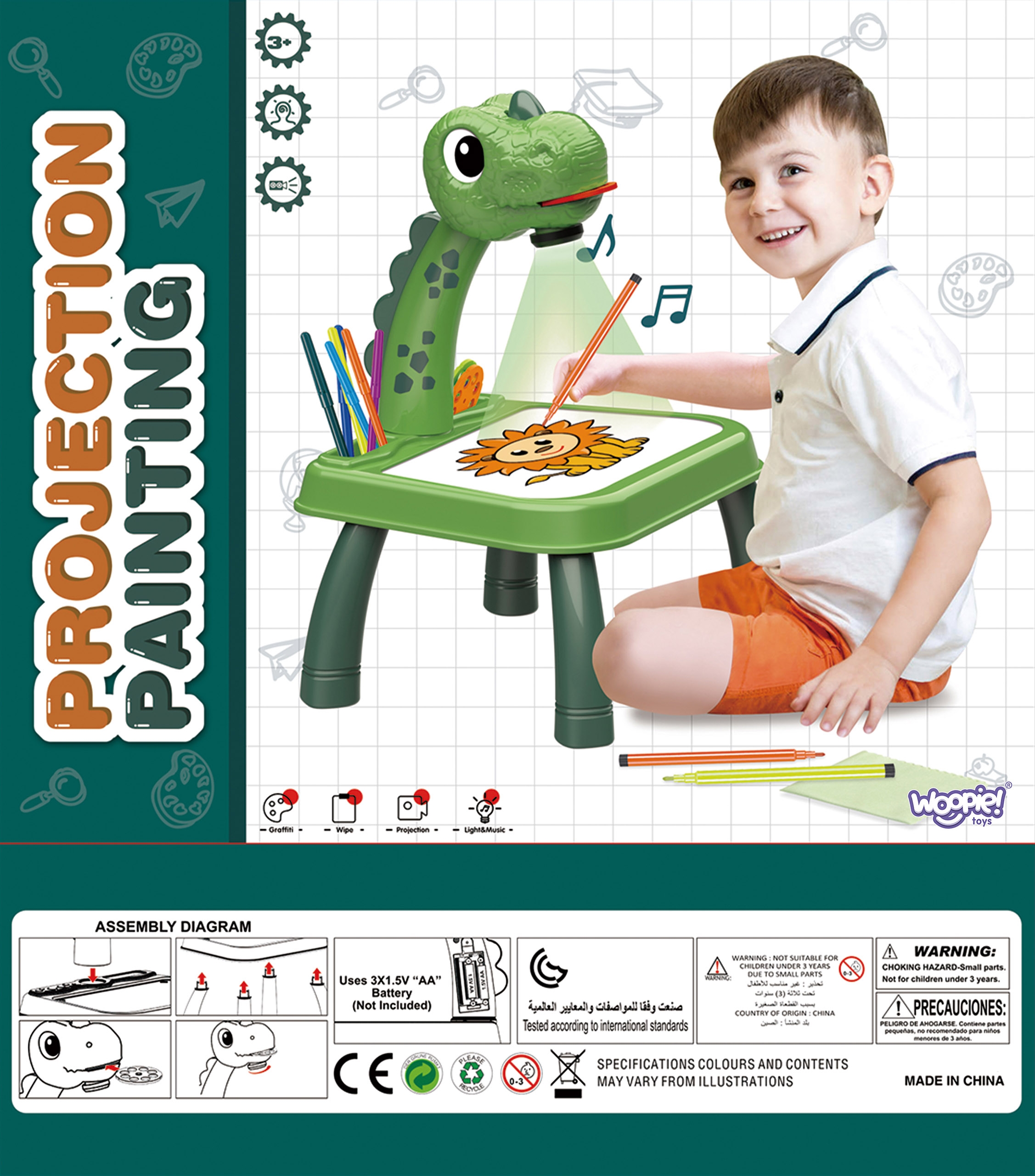 Drawing board dinosaur projector + markers