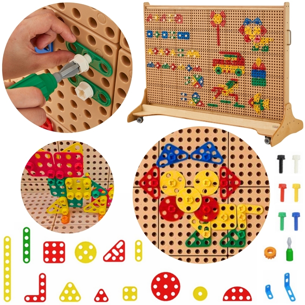 Zestaw geometrycznych kształtów klocków do paneli ściennych stem 260 el.