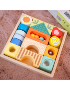 Sinnesbausteine aus Holz mit 7 Funktionen, Montessori, 14 Stück. 2