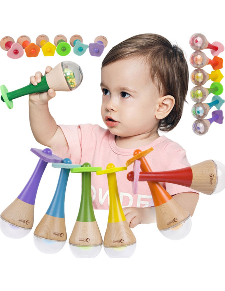 Drewniany Instrument Tęczowy Marakas Classic World