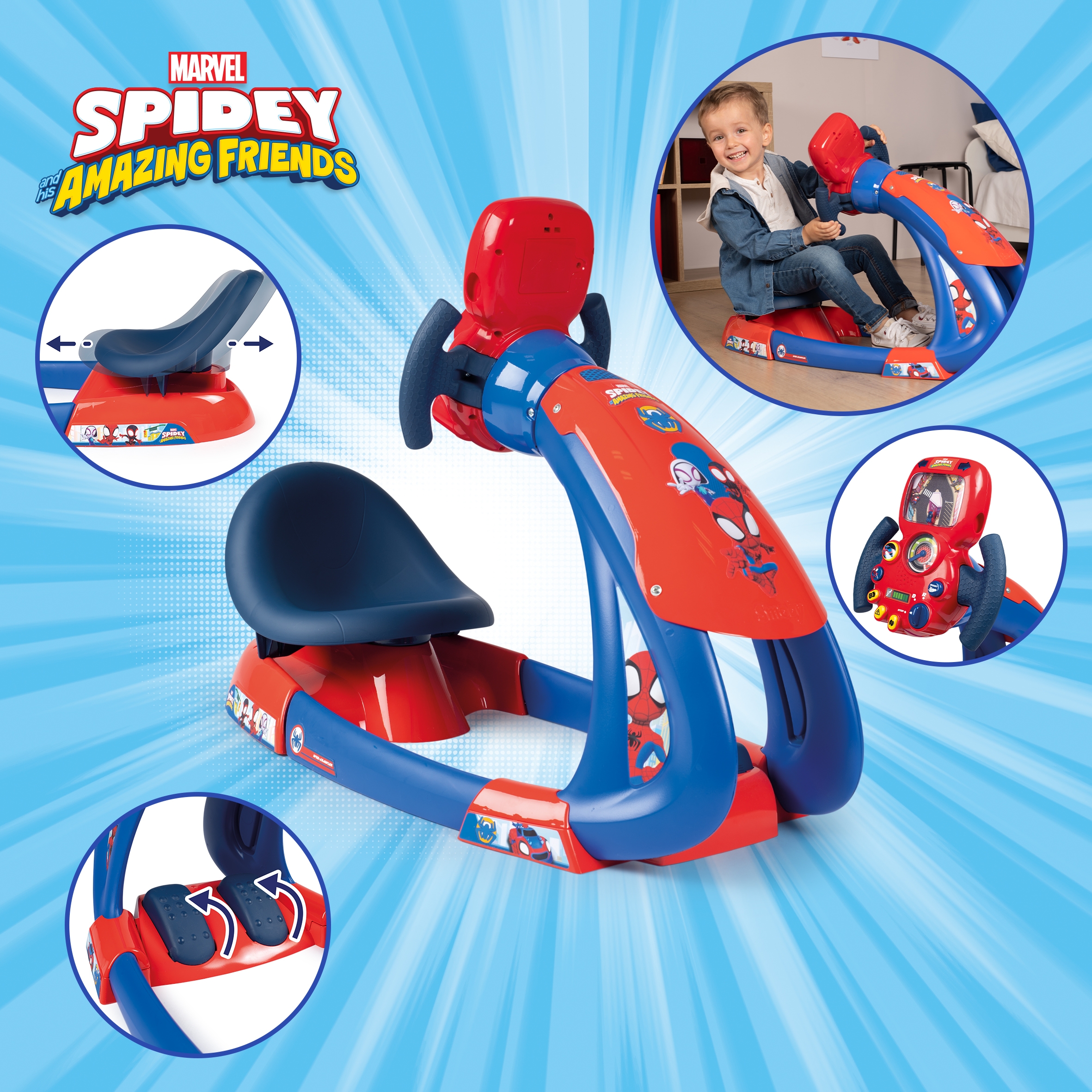 Symulator jazdy spidey ze światłem i dźwiękiem