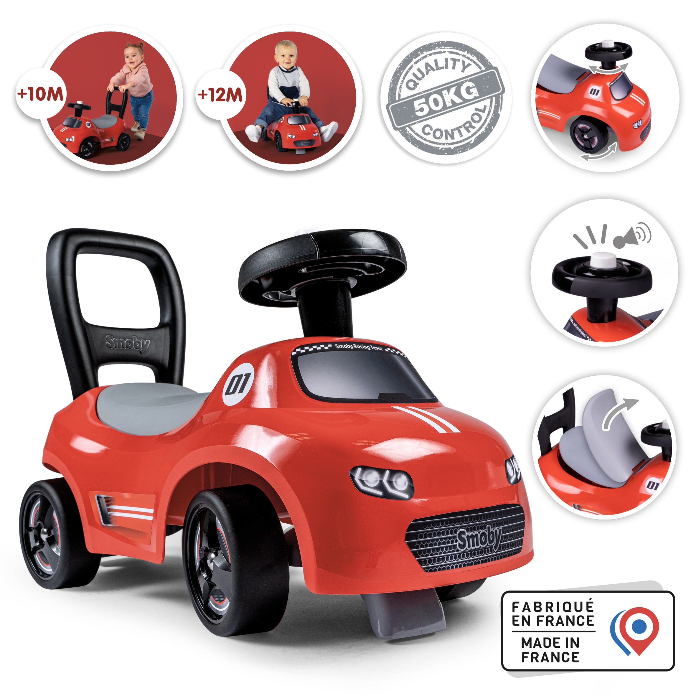 Czerwony jeździk z klaksonem ride-on