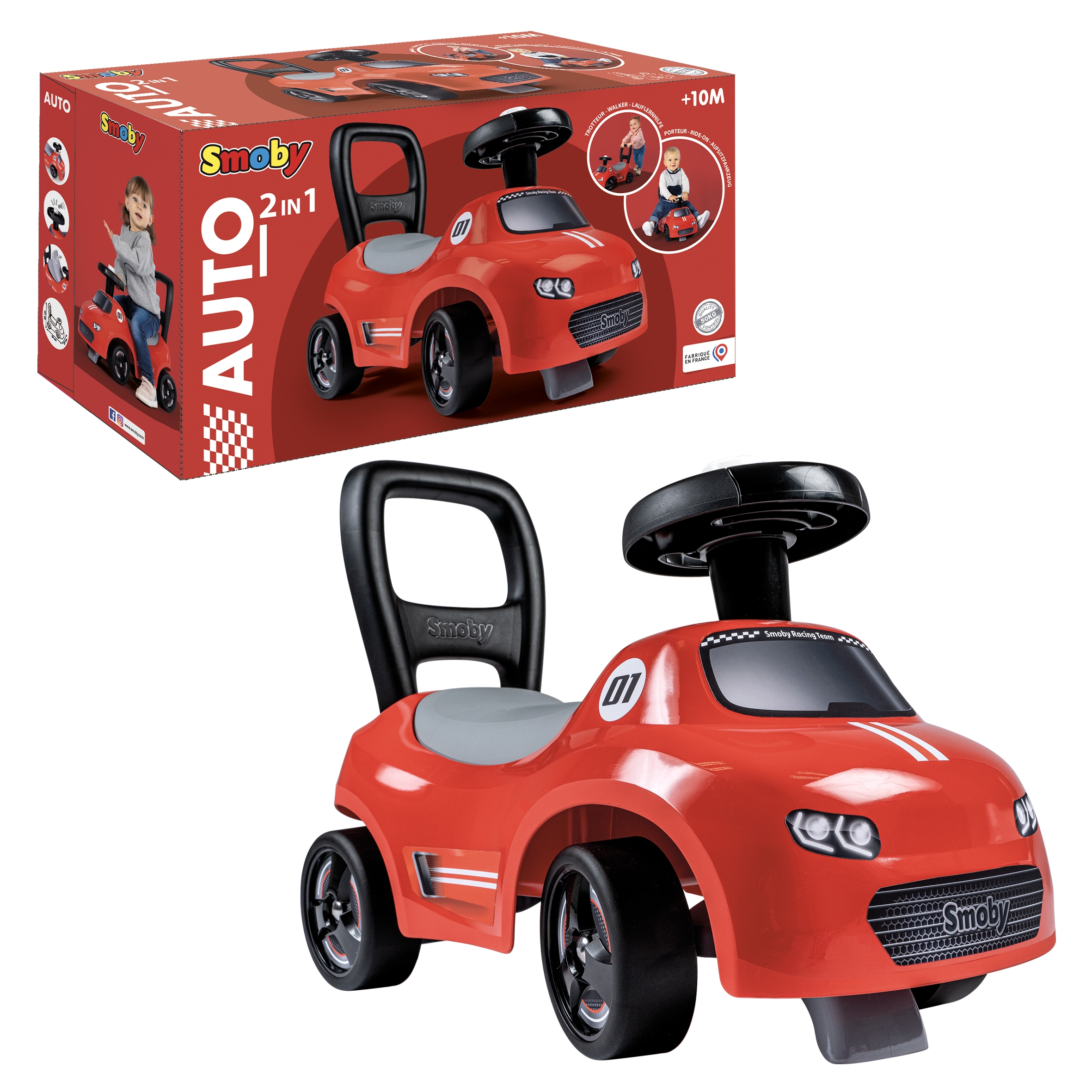 Czerwony jeździk z klaksonem ride-on