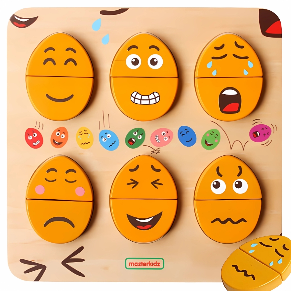 Tablica do nauki emocji drewniane jajka jaki humor? montessori