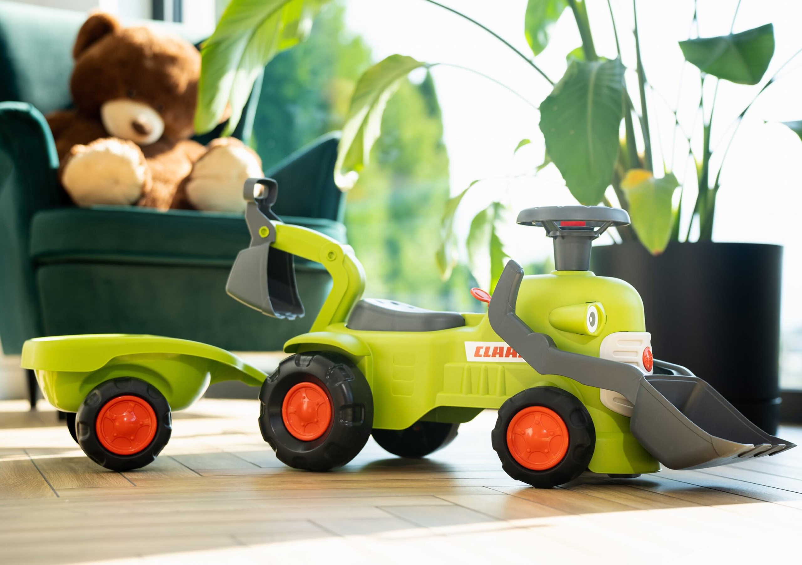 Traktorek claas jeździk z przyczepką ładowarką i łyżką