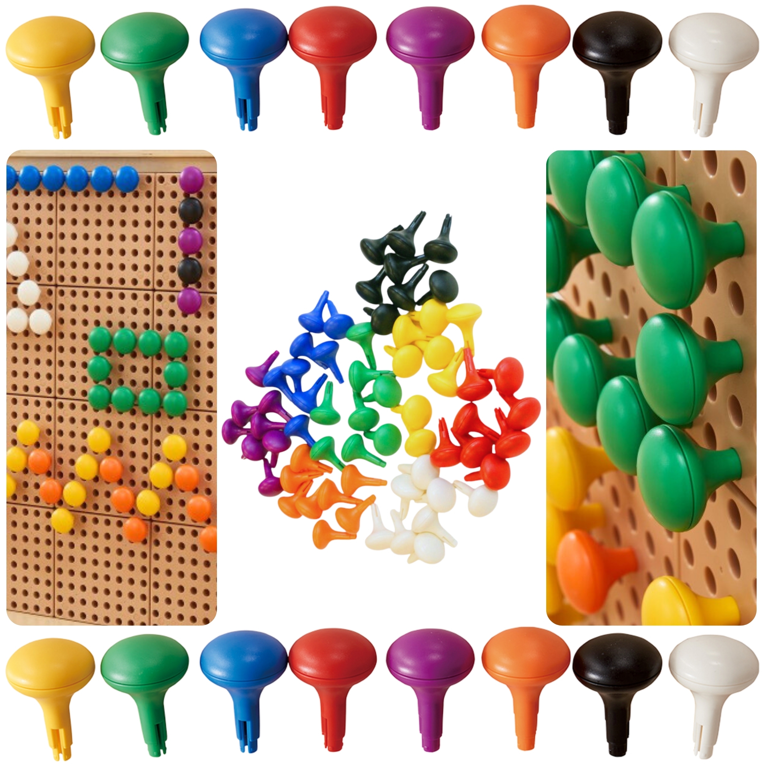 Kolorowe kołeczki jumbo do tablicy stem 64 szt. - 8 kolorów