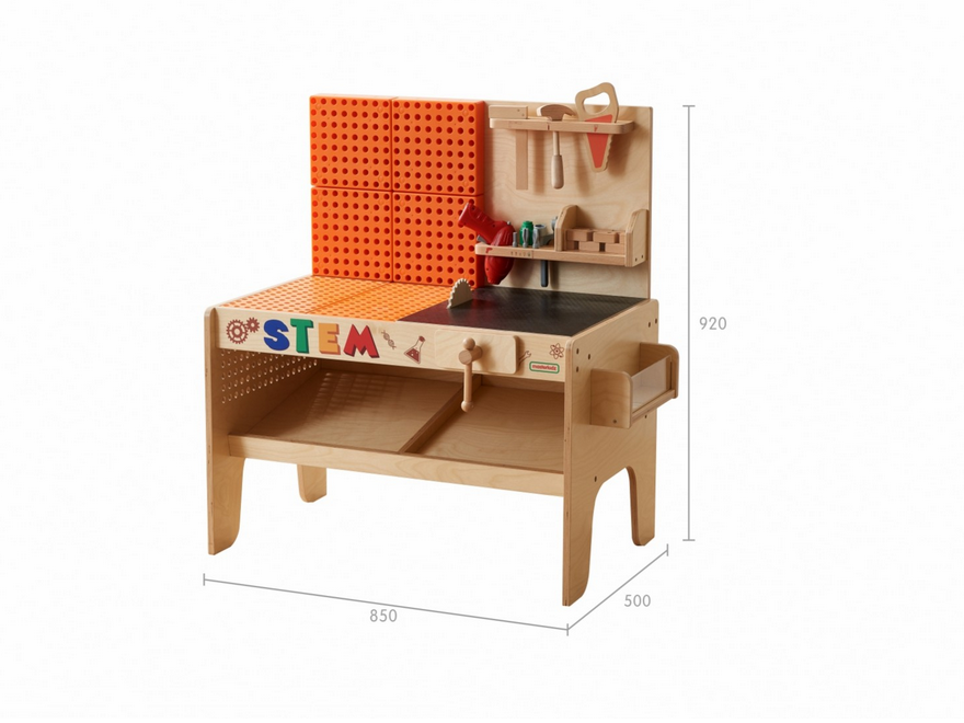 Drewniany warsztat xxl montessori stem z narzędziami