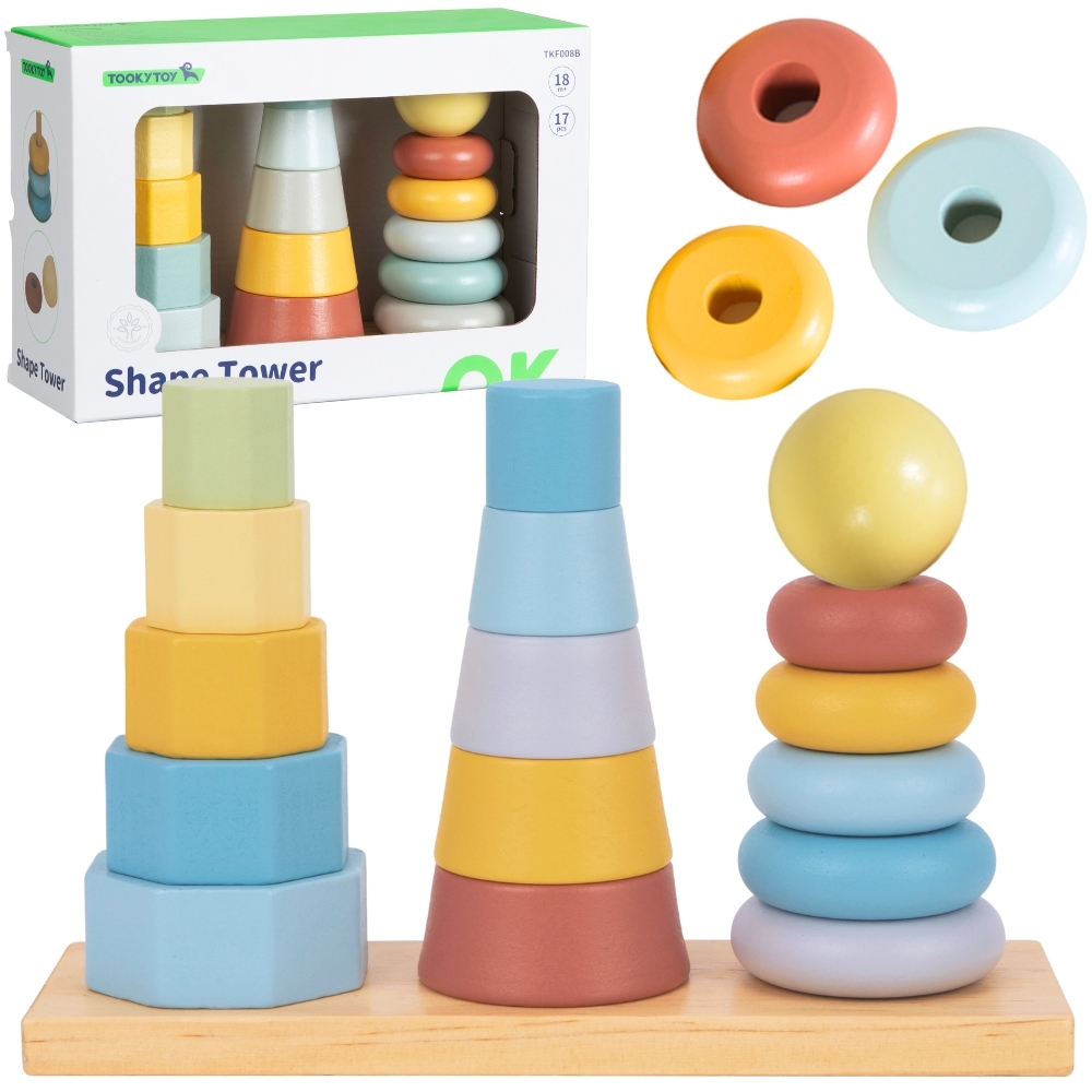 Trzy wieże układanka w stosy sorter montessori