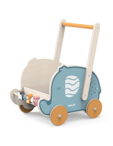 Viga PolarB Drewniany Wózek 2w1 Pchacz Słonik
