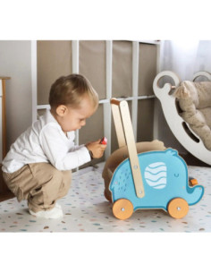 Viga PolarB Drewniany Wózek 2w1 Pchacz Słonik 2