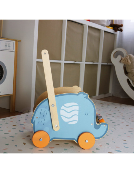 Viga PolarB Drewniany Wózek 2w1 Pchacz Słonik