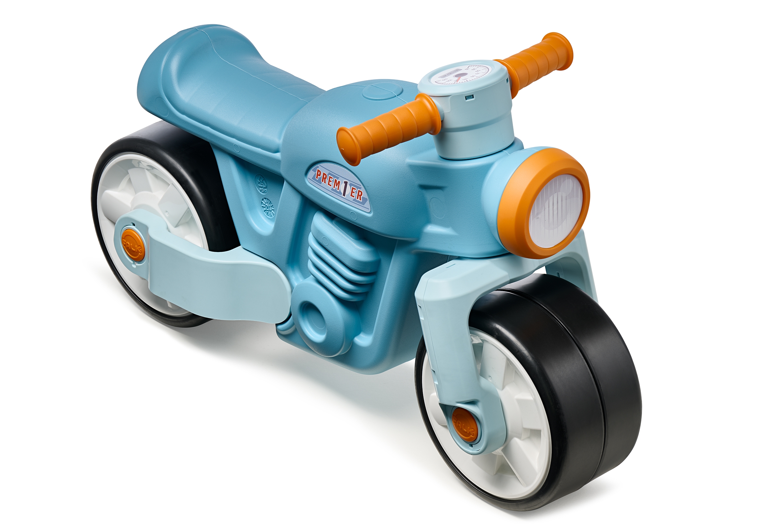 Jeździk biegowy ciche koła motor retro niebieski 1+