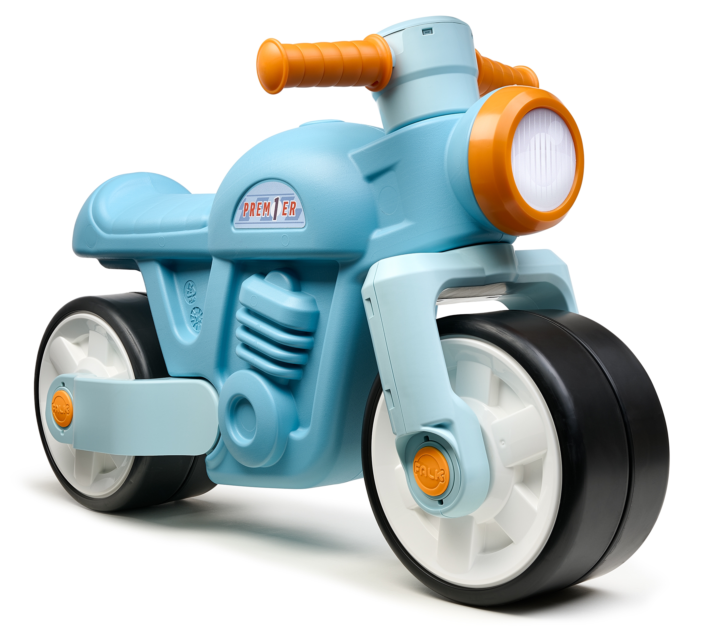 Jeździk biegowy ciche koła motor retro niebieski 1+