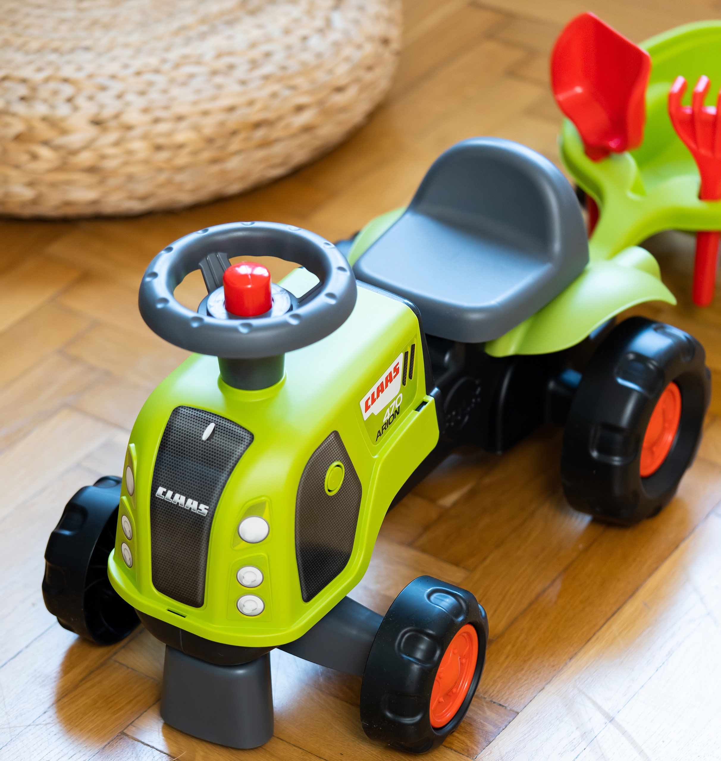 FALK Jeździk Claas 470 Arion Zielony z Przyczepką  + Zestaw do piasku