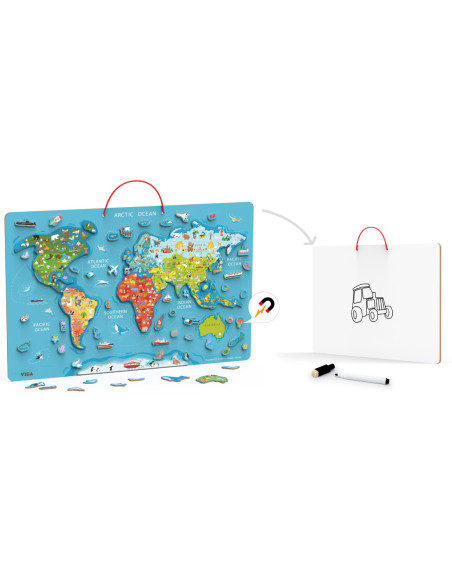 Viga 2w1 Tablica Edukacyjna z Magnetyczną Mapą Świata