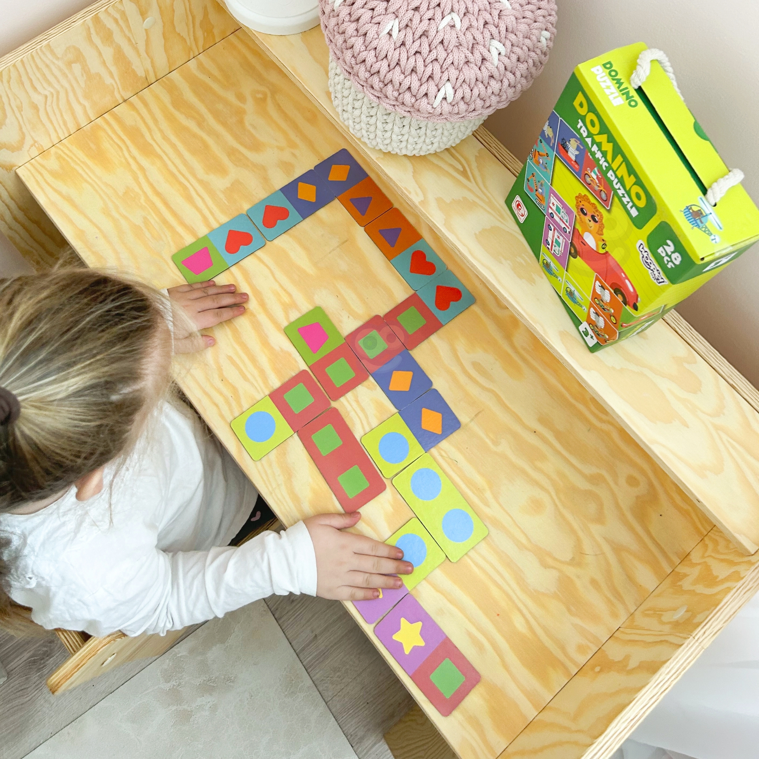 Gra edukacyjna transport zwierzęta puzzle domino montessori