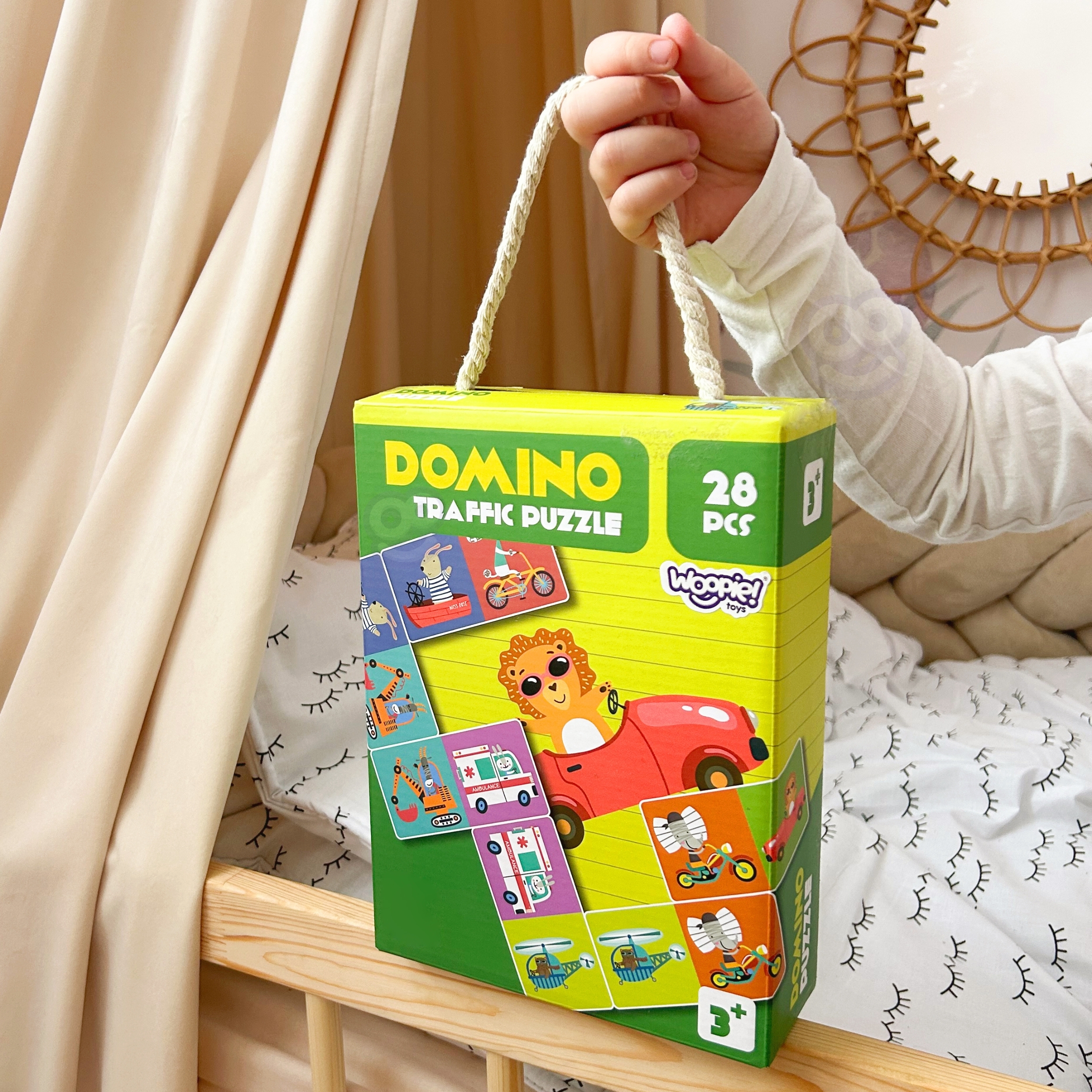 Gra edukacyjna transport zwierzęta puzzle domino montessori