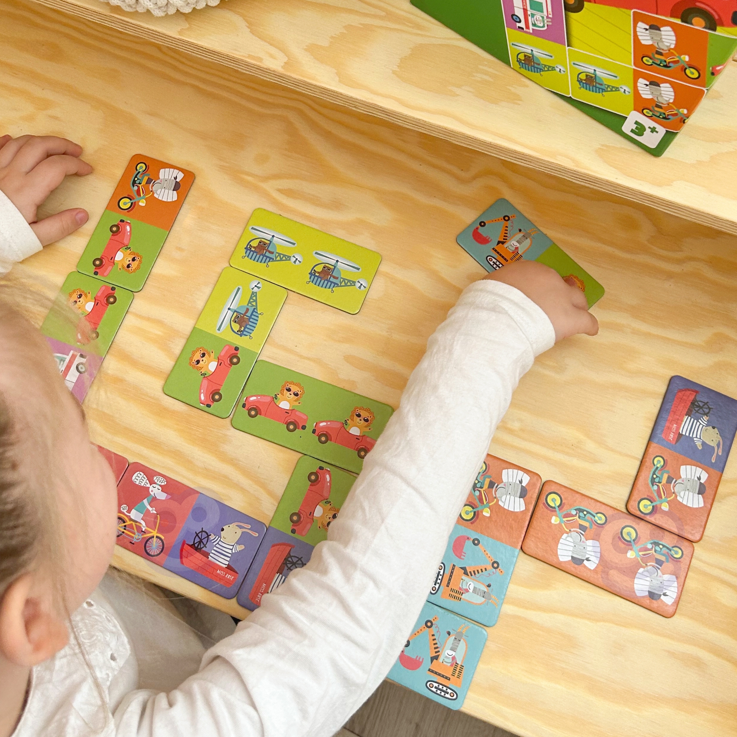 Gra edukacyjna transport zwierzęta puzzle domino montessori