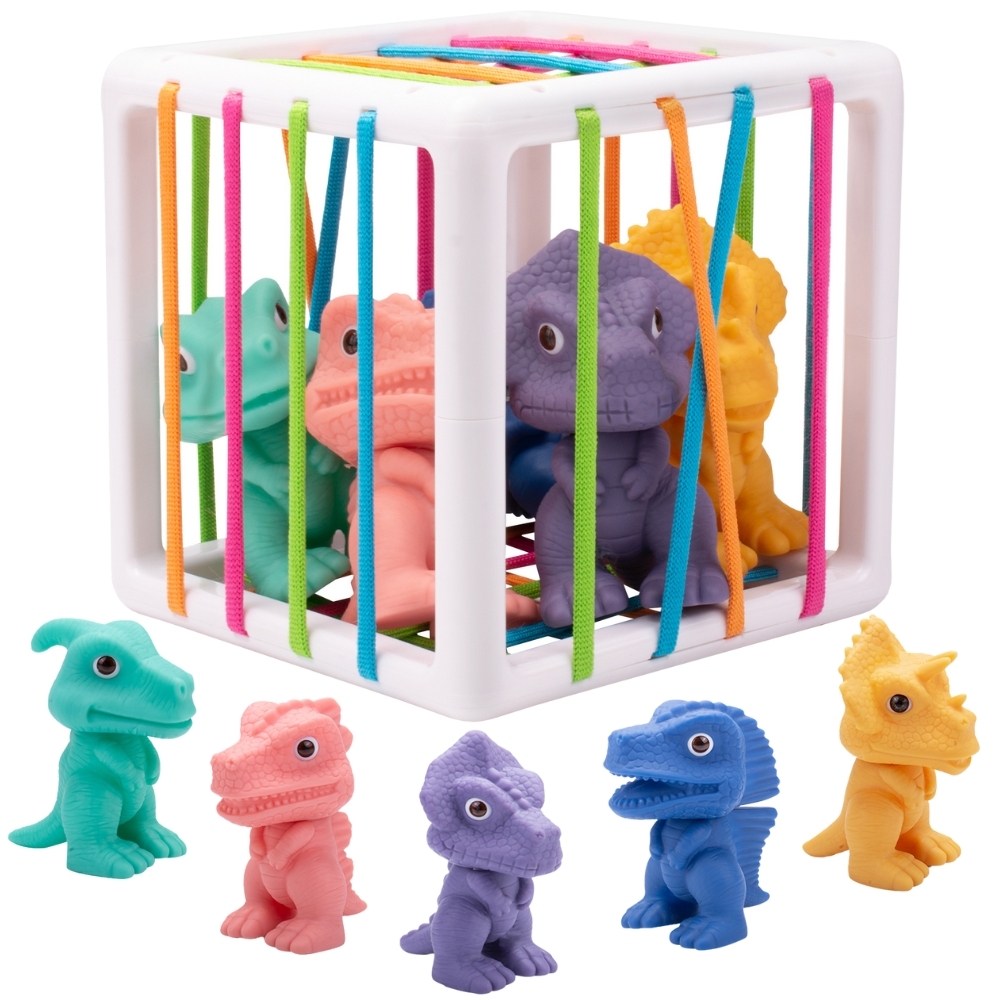 Elastyczna kostka sensoryczna sorter dla dzieci kolorowe dinozaury 6 el.