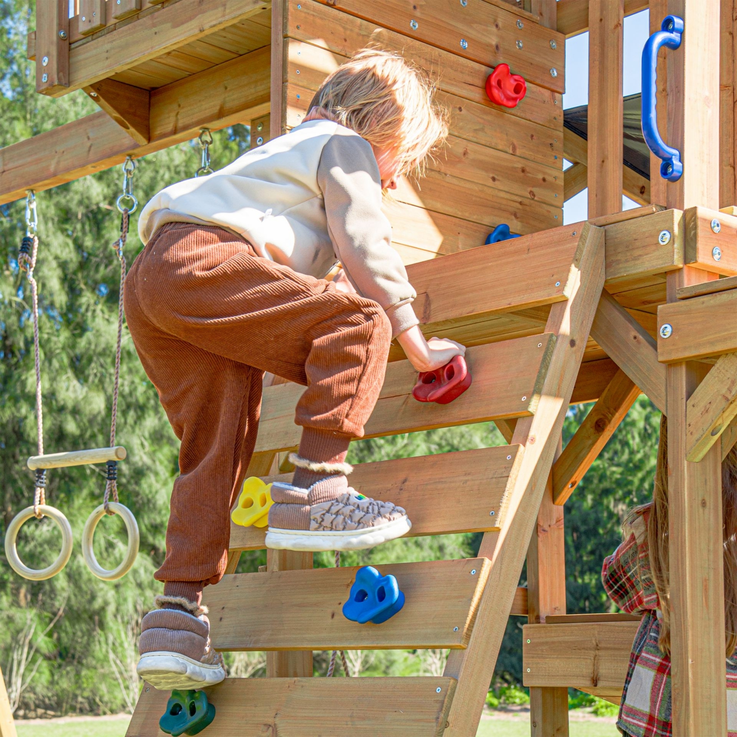 Mitch play tower - duży plac zabaw drewniany zjeżdżalnia hustawki ścianka wspinaczkowa + wieża