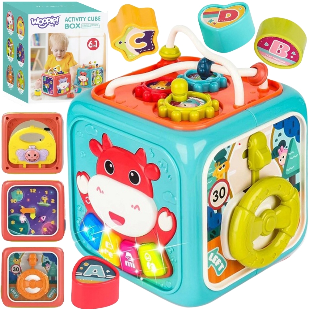 Interaktywna kostka sensoryczna edukacyjna montessori sorter 6w1
