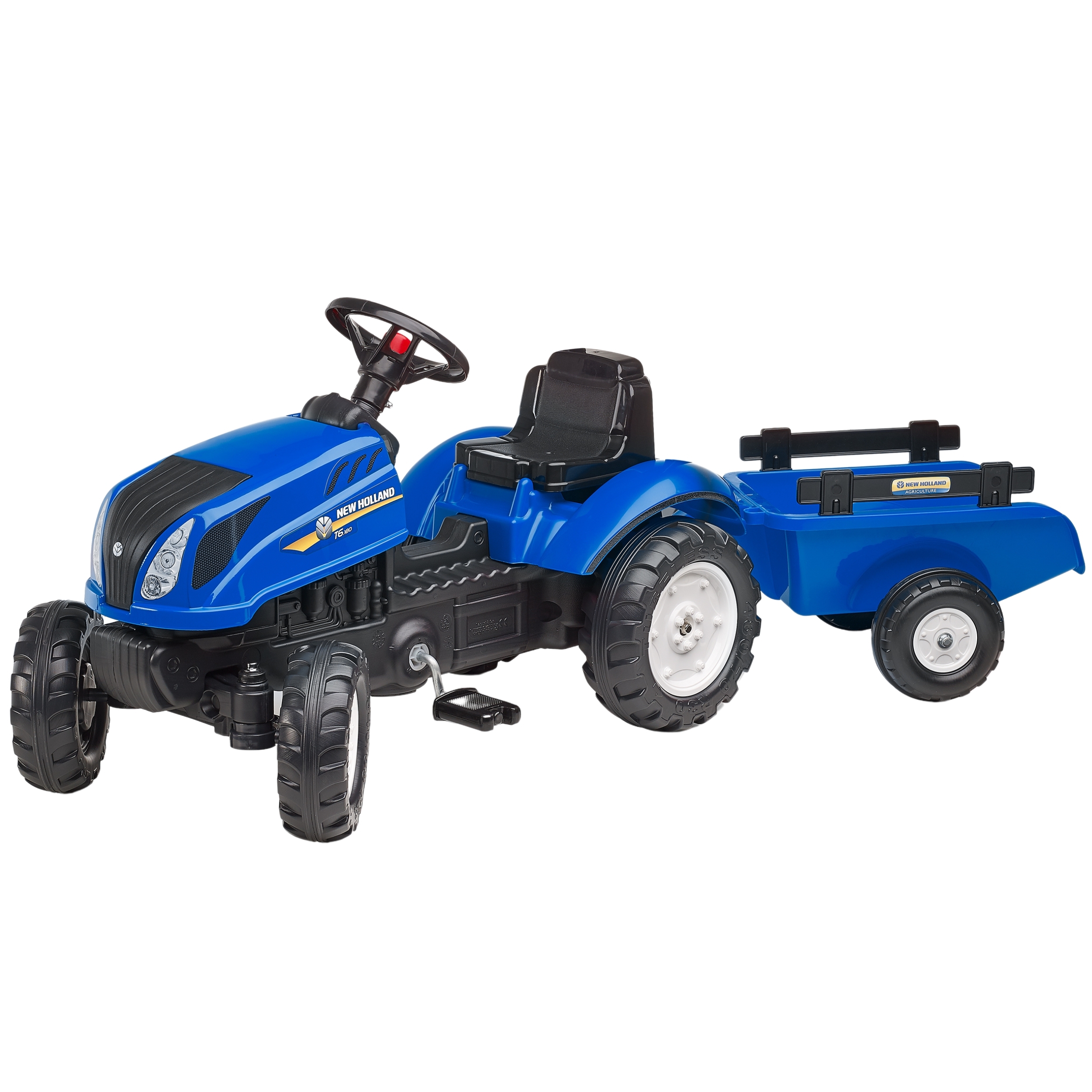Traktor na pedały new holland duży z przyczepką + otwierana maska od 2 lat