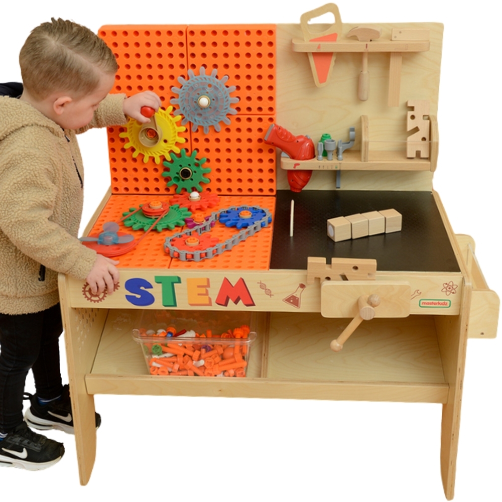 Drewniany warsztat xxl montessori stem z narzędziami