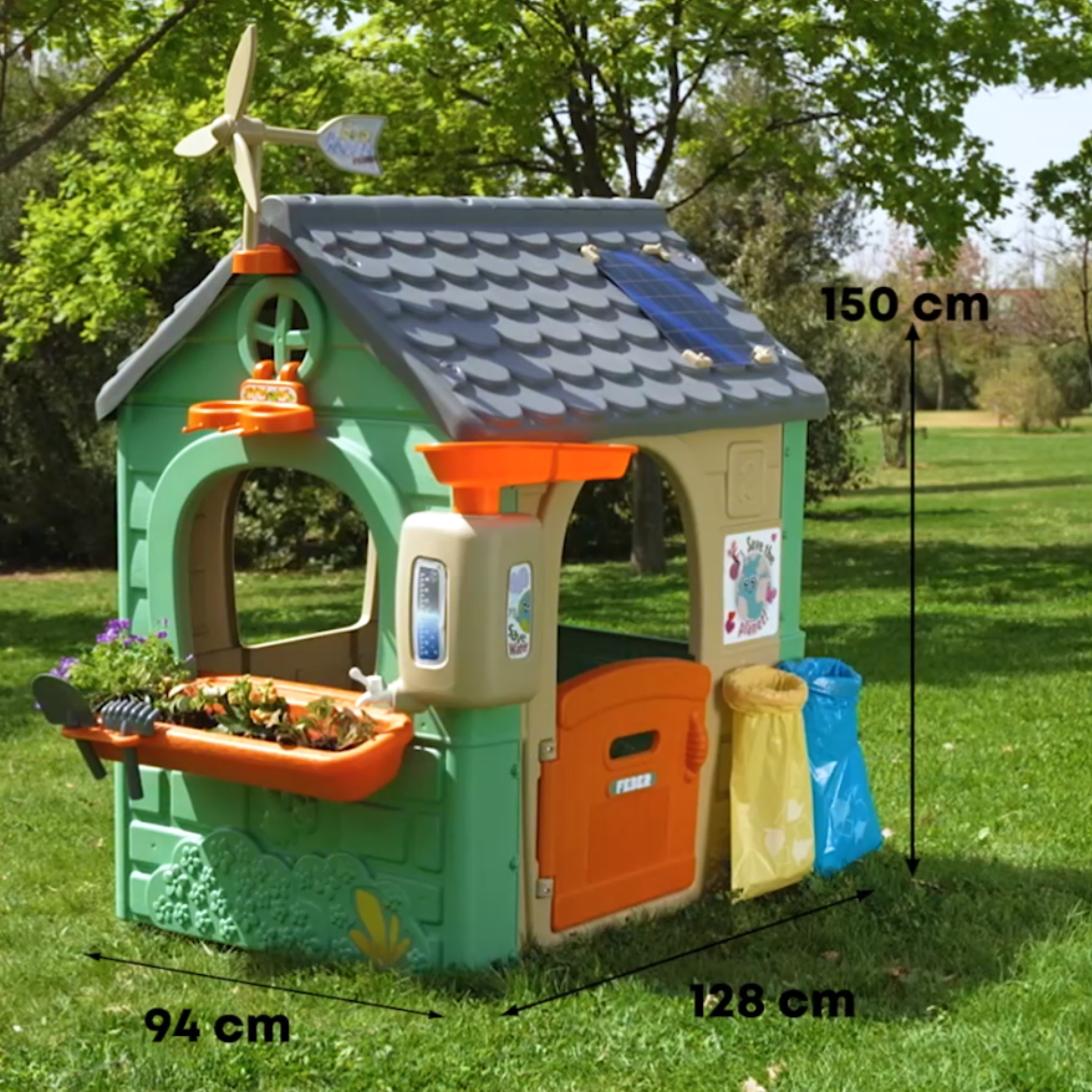 Domek ogrodowy recycle eco segregacja odpadów zielona energia