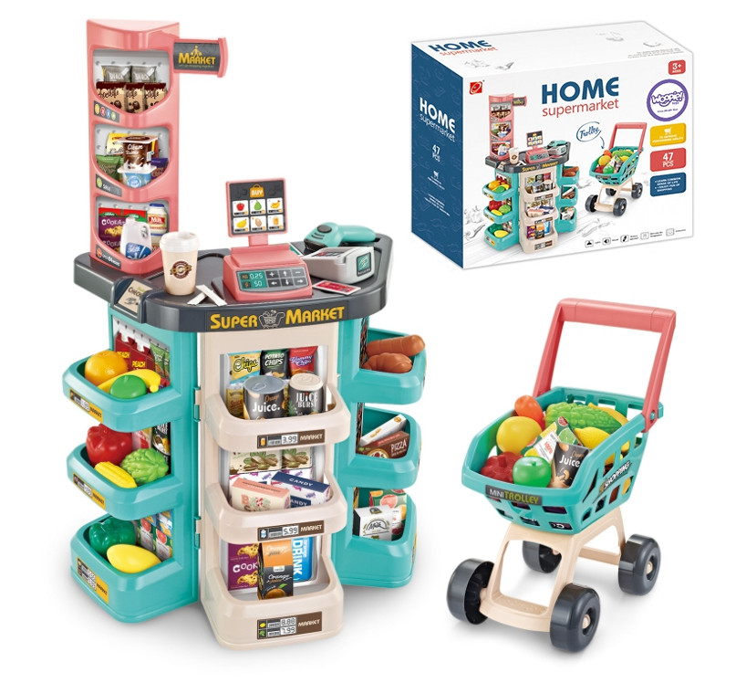 WOOPIE Supermarket Kassa & Vagn med Tillbehör