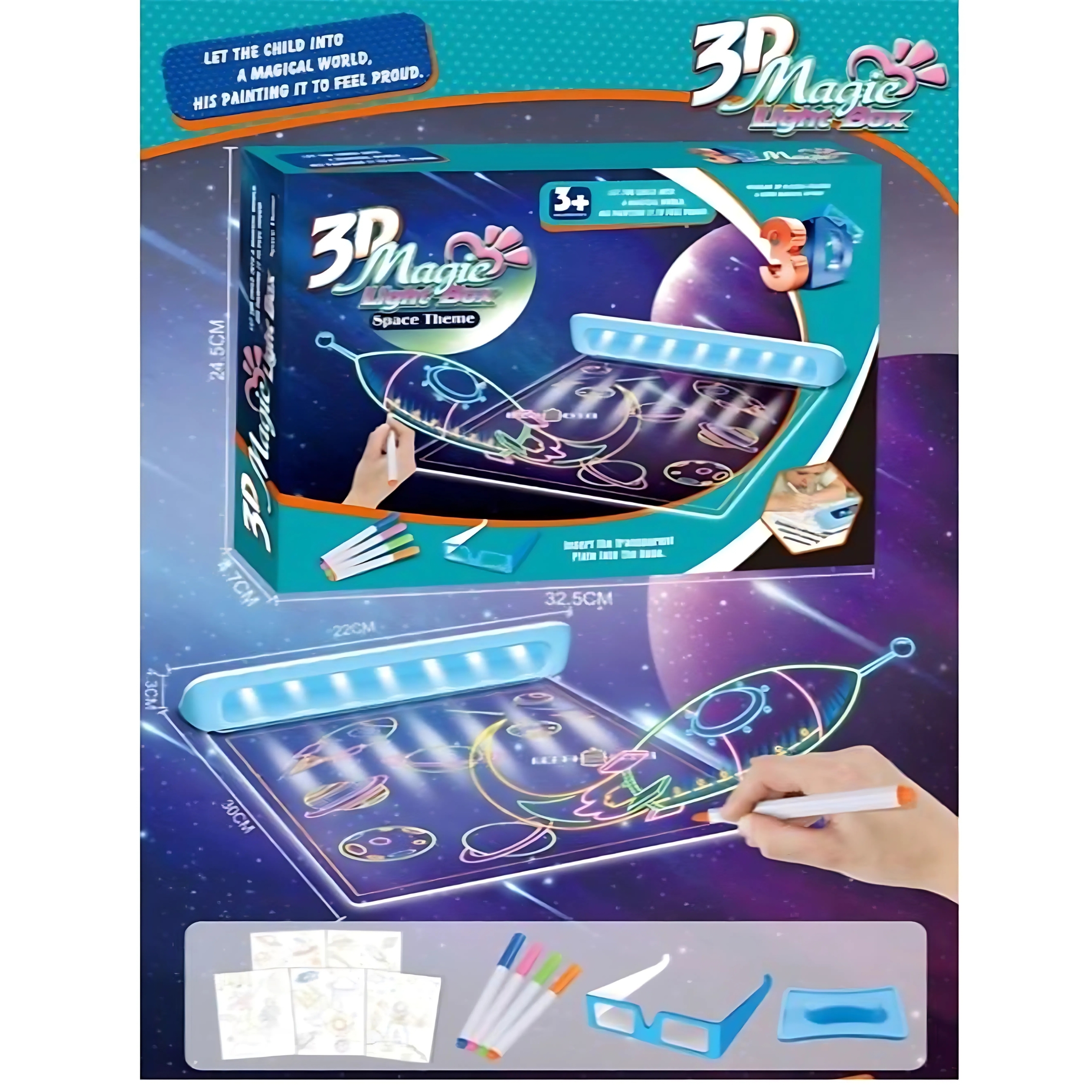 Magnetyczna tablica 3d podświetlenie led do rysowania
