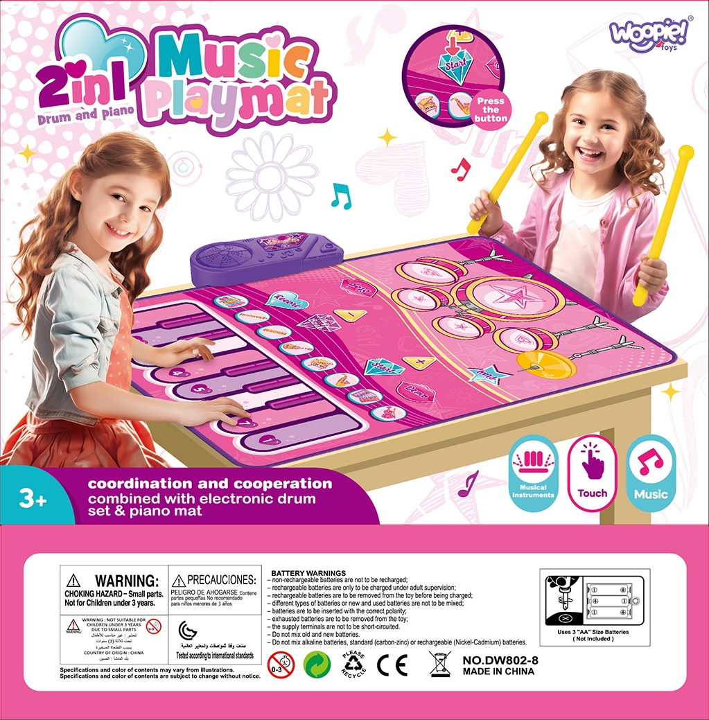 Duża mata muzyczna 2w1 perkusja interaktywna pianino