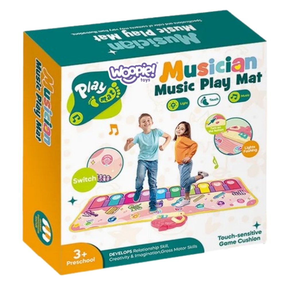 Mata muzyczna xxl dinusie 2w1 pianinko 8 melodii 110cm