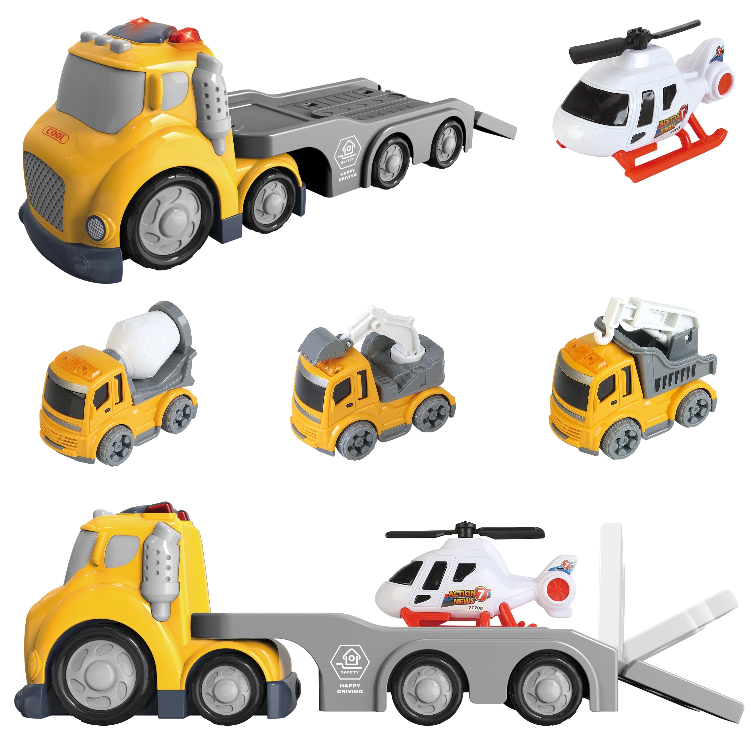 Żółta laweta city truck efekty dźwiękowe i świetlne
