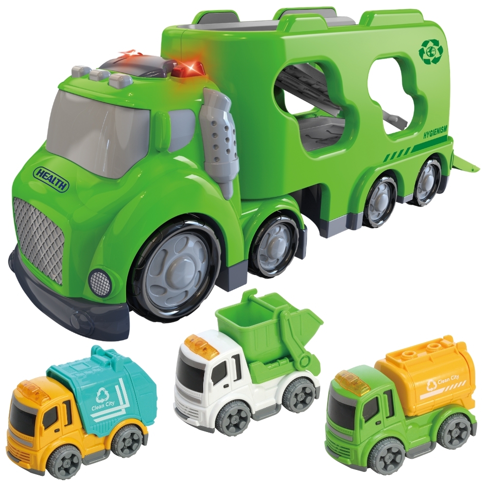 Zielona laweta city truck efekty dźwiękowe i świetlne