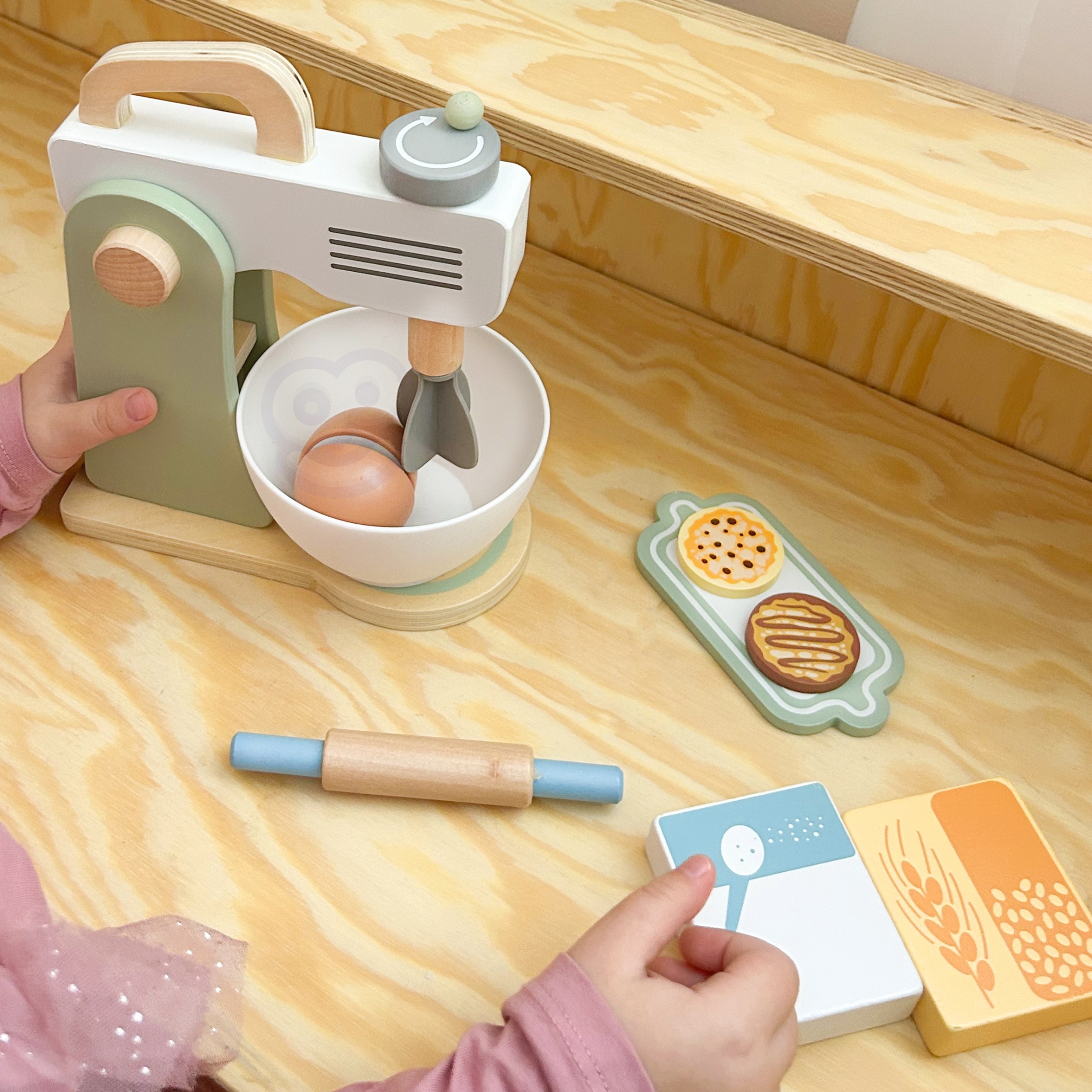 Drewniany mikser kuchenny blender z akcesoriami 11 el.