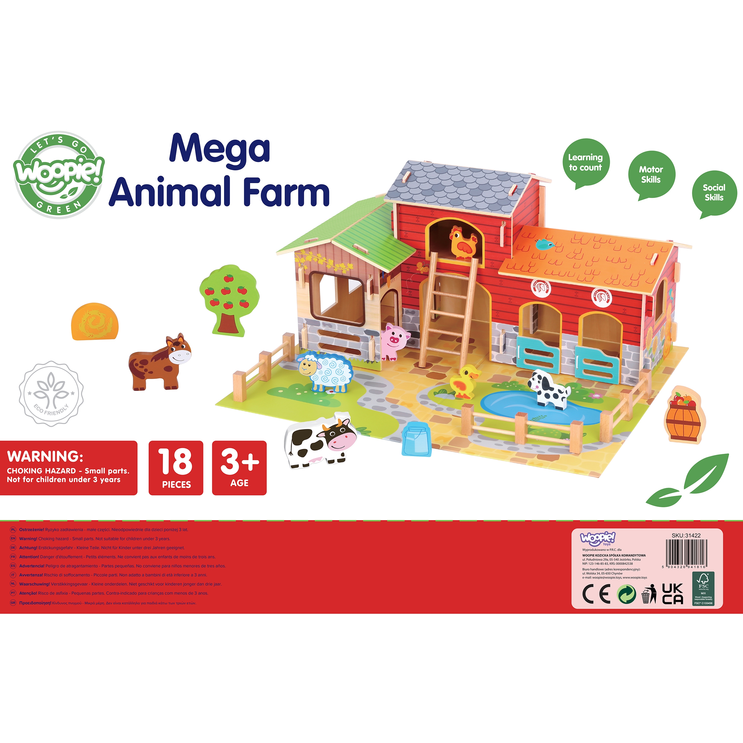 Mega farma figurki zwierząt stajnia obora kurnik 18 el.