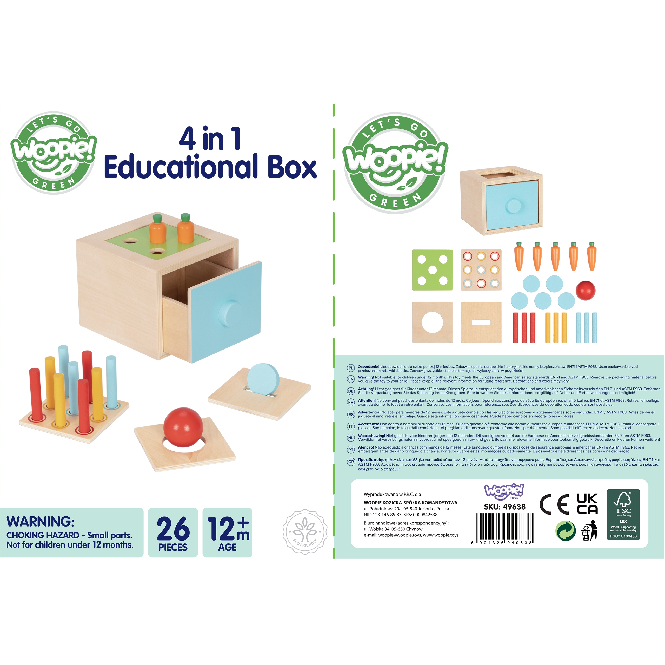 Drewniana szuflada edukacyjna sorter montessori