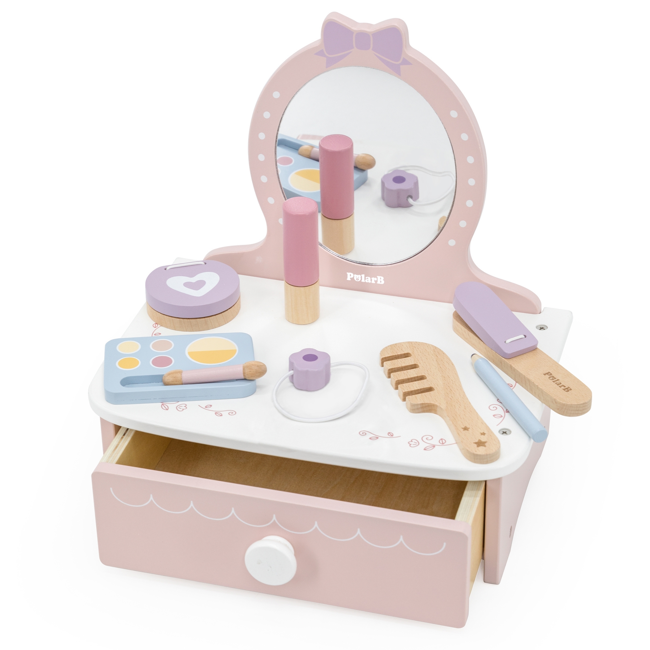 Drewniana toaletka z akcesoriami kącik małej księżniczki - 2 z 5