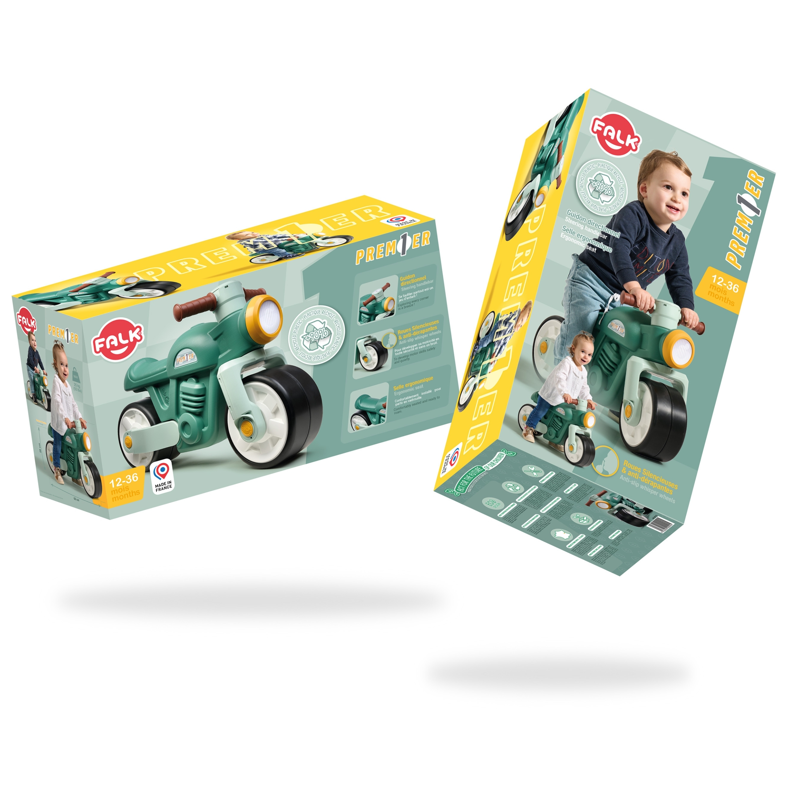 Jeździk biegowy ciche koła motor prem1er retro zielony 12+
