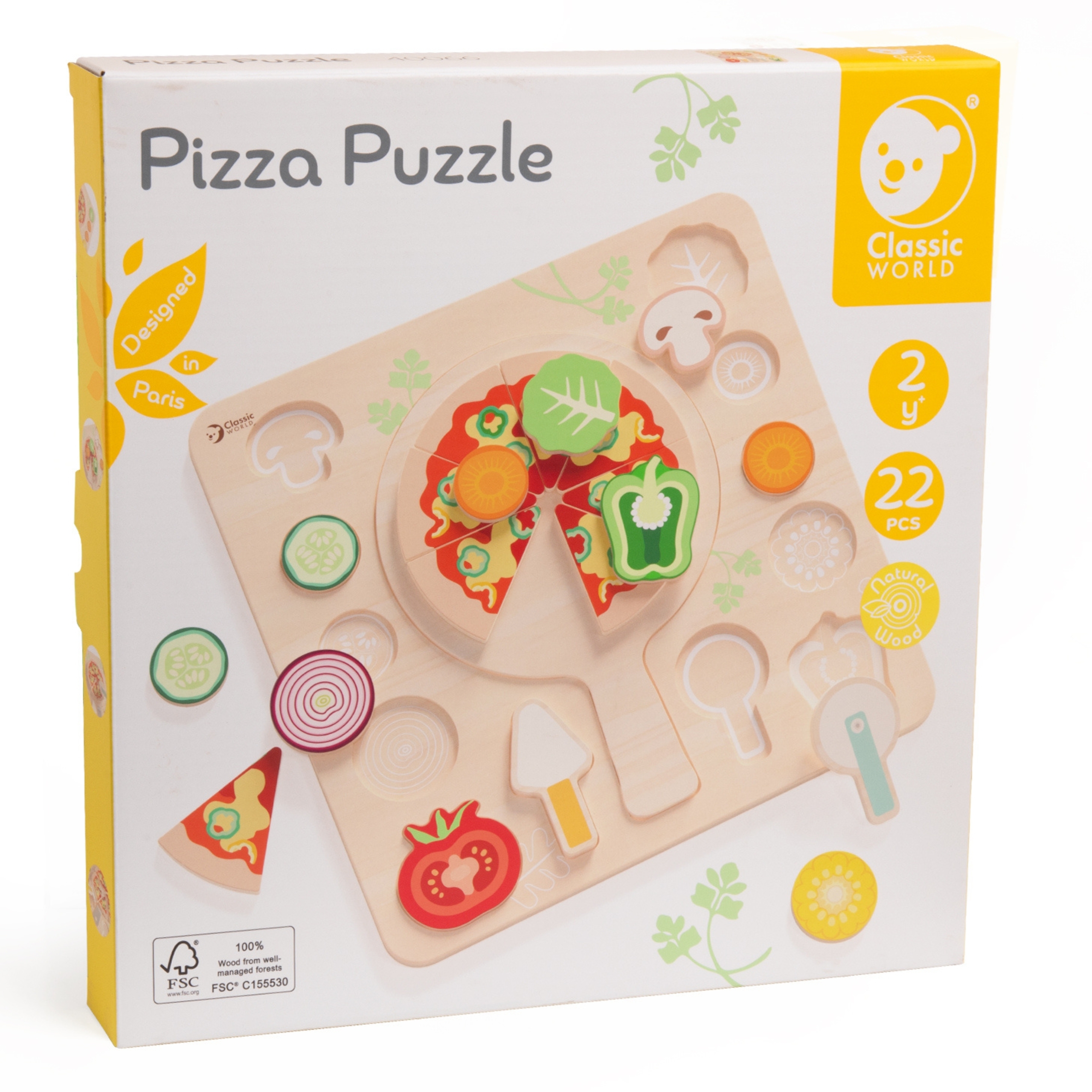 Drewniana pizza do krojenia układanka warzywa 22 el.