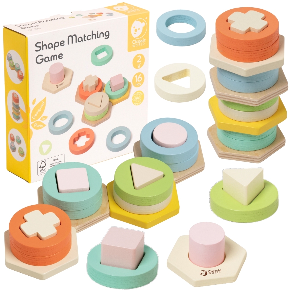 CLASSIC WORLD Sorter Montessori Kształtów i Kolorów Układanka Wieża