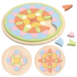 CLASSIC WORLD Drewniane Kolorowe Klocki Mandala Kwiecista Układanka