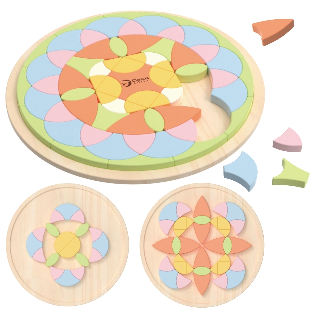 Pastelowa mandala układanka montessori mozaika kwiaty