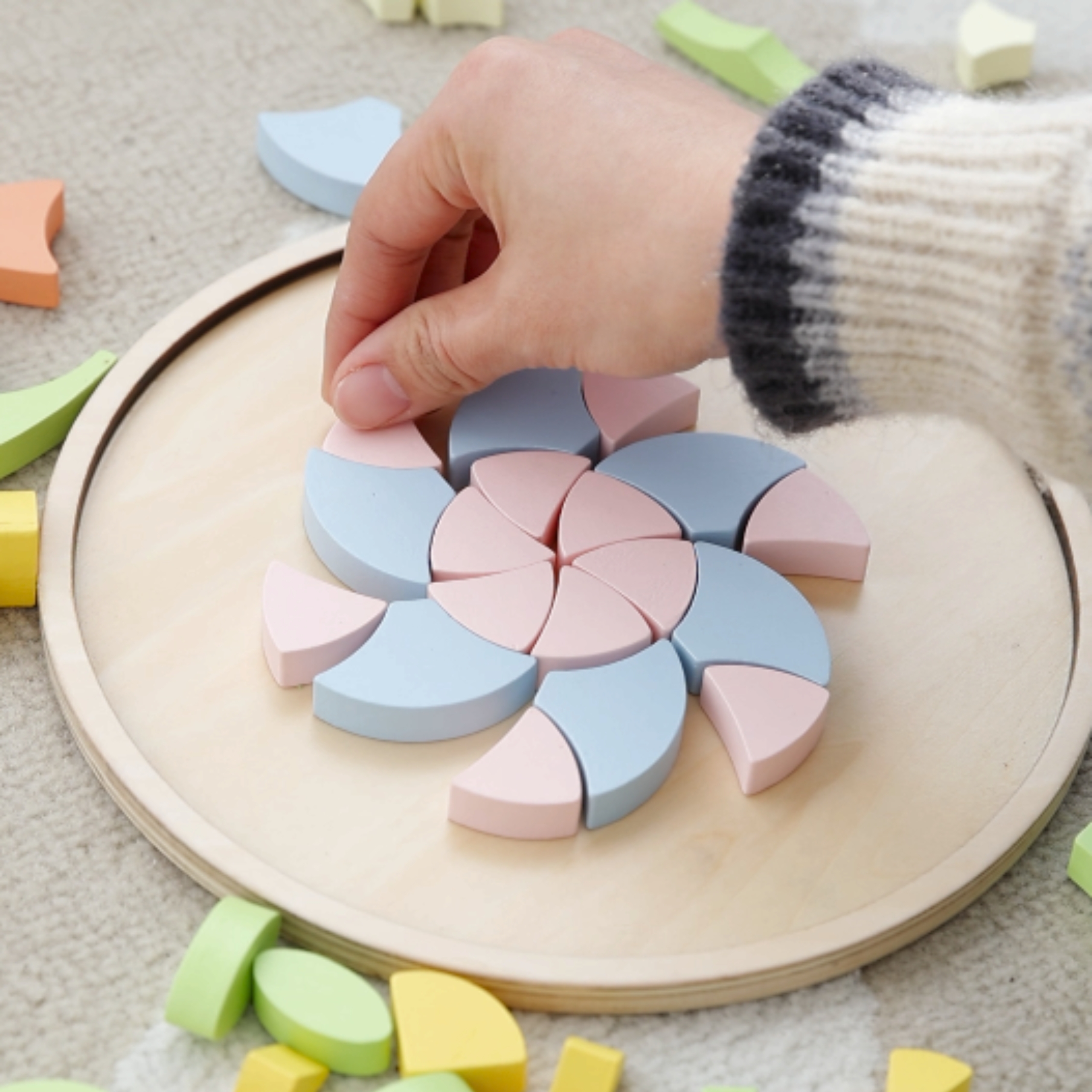Pastelowa mandala układanka montessori mozaika kwiaty