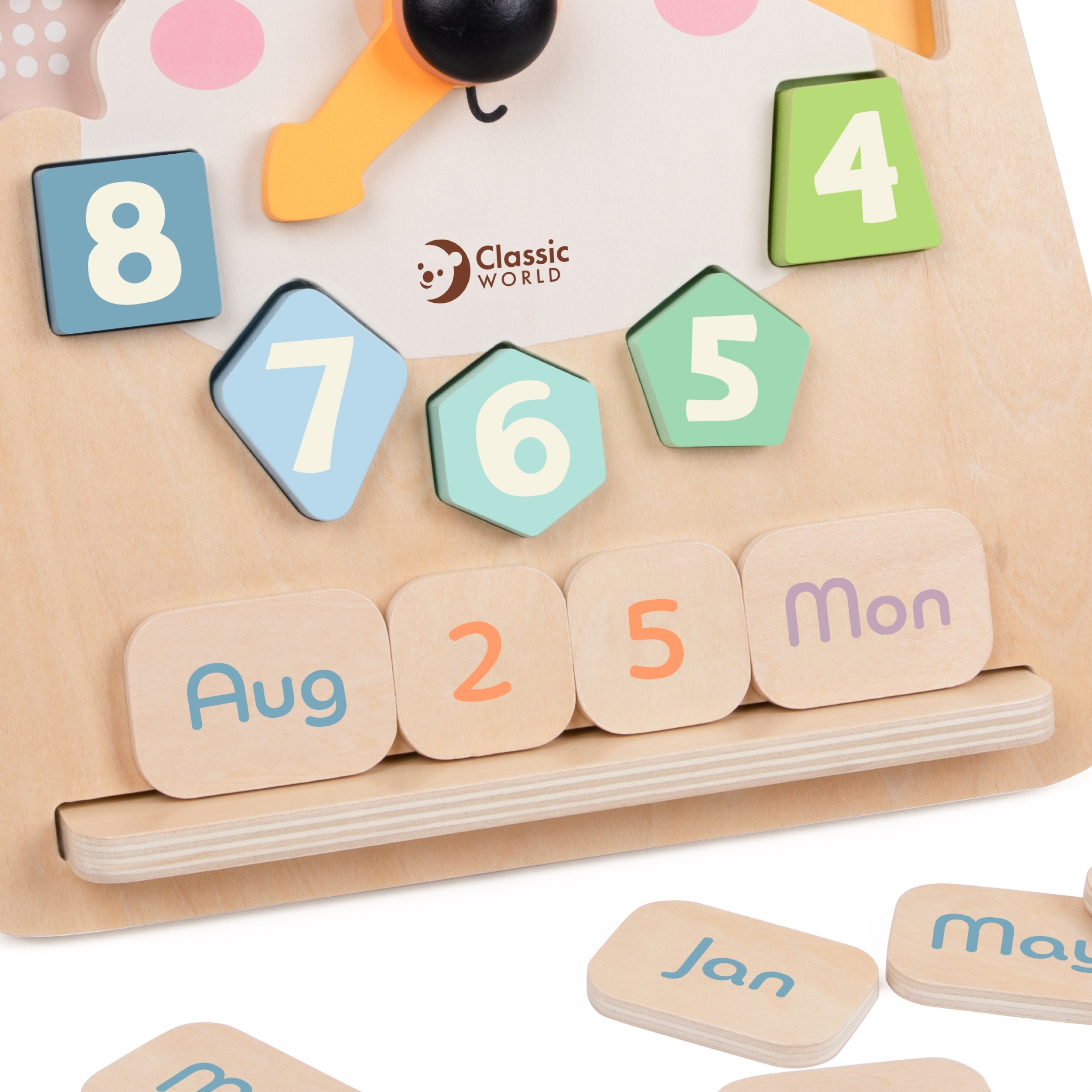 Zegar miś montessori edukacyjny 3w1 nauka czasu liczenia i daty