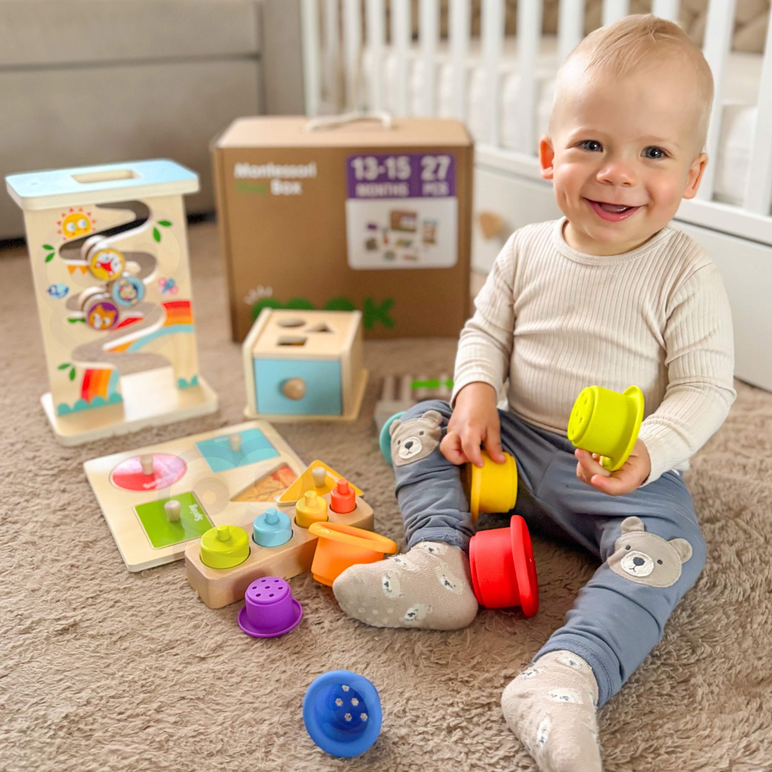 TOOKY TOY Box Pudełko XXL Montessori Edukacyjne 6w1 Sensoryczne 13-15 Mies