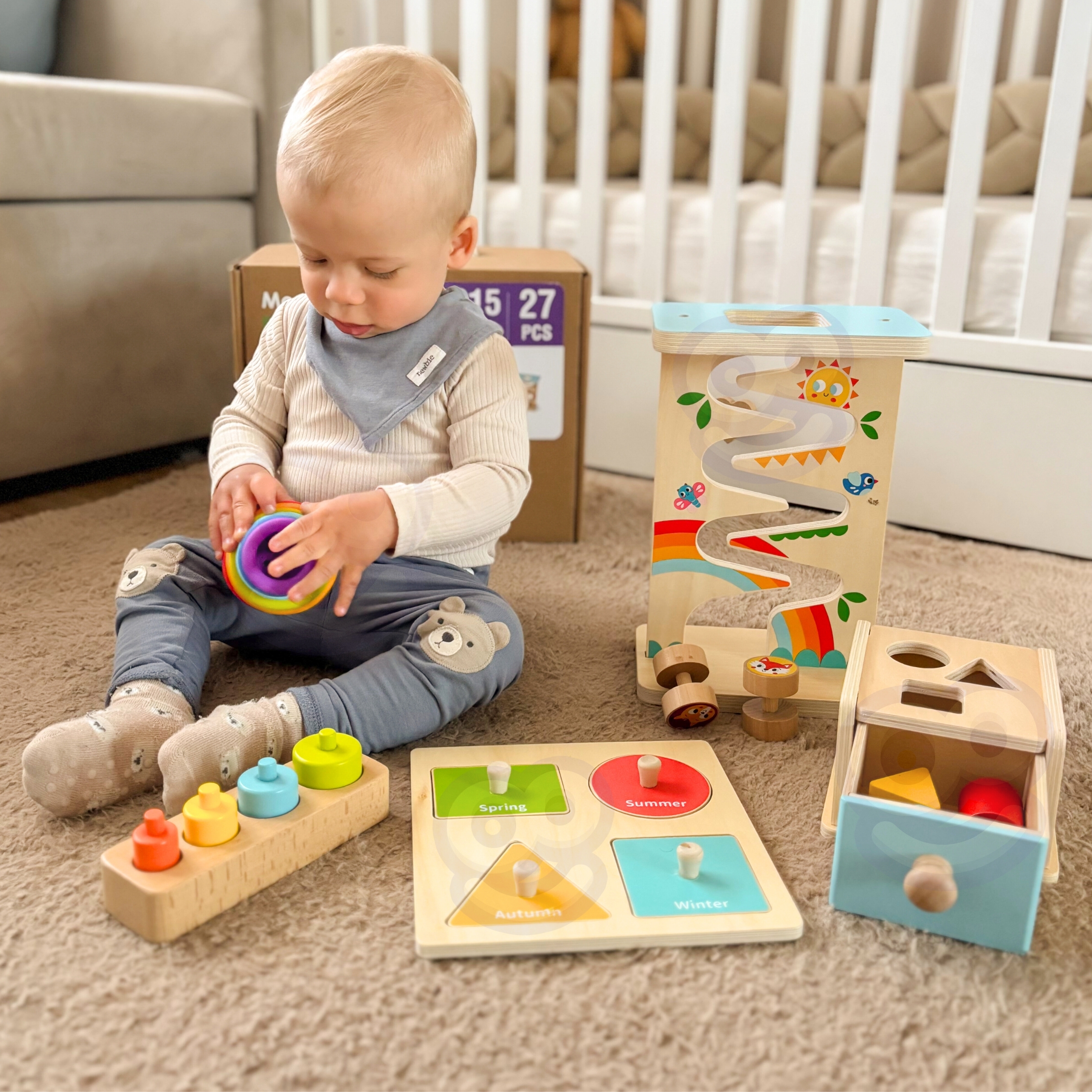 Box pudełko xxl montessori edukacyjne 6w1 sensoryczne 13-15 mies